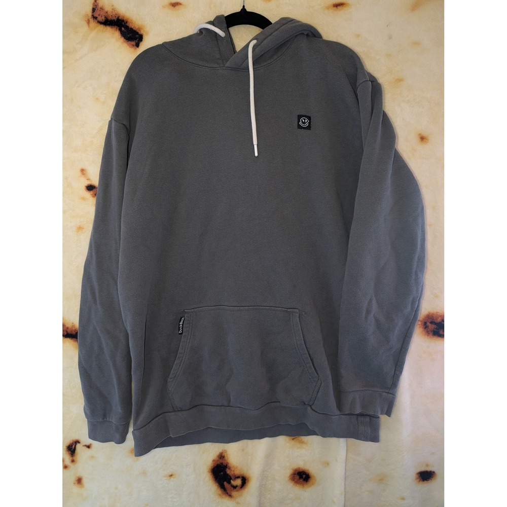 Dutch Bros Hoodie Mens 2XL Gray Melting Smiley Face Pullover Sweatshirt Coffee